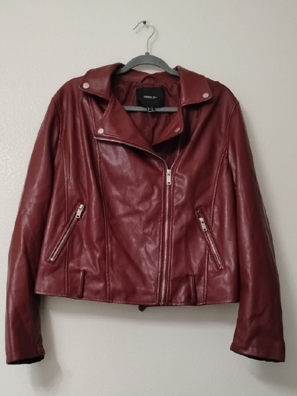 Forever 21 Burgundy Faux Leather Moto Jacket - Picture 9 of 12